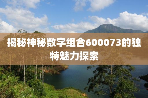 揭秘神秘?cái)?shù)字組合600073的獨(dú)特魅力探索