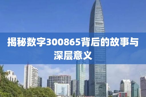 揭秘數字300865背后的故事與深層意義