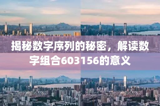 揭秘數(shù)字序列的秘密，解讀數(shù)字組合603156的意義