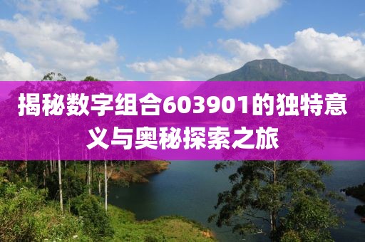 揭秘数字组合603901的独特意义与奥秘探索之旅