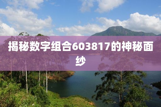 揭秘?cái)?shù)字組合603817的神秘面紗