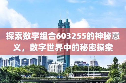 探索數字組合603255的神秘意義，數字世界中的秘密探索