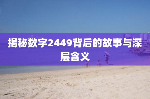 揭秘數字2449背后的故事與深層含義