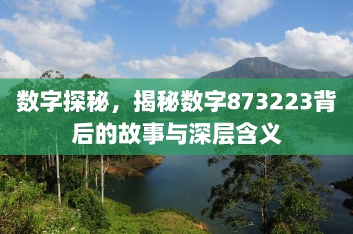 數(shù)字探秘，揭秘數(shù)字873223背后的故事與深層含義