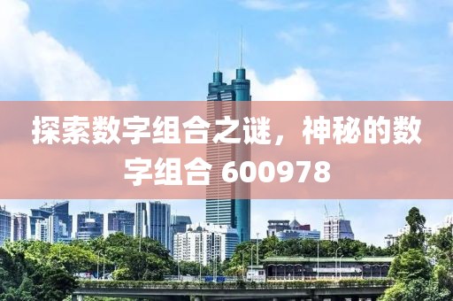 探索數字組合之謎，神秘的數字組合 600978