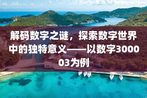 解碼數字之謎，探索數字世界中的獨特意義——以數字300003為例