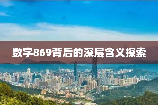 數字869背后的深層含義探索