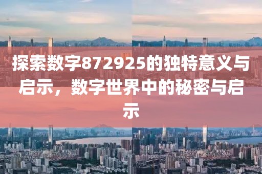 探索數(shù)字872925的獨(dú)特意義與啟示，數(shù)字世界中的秘密與啟示