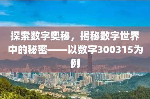 探索數(shù)字奧秘，揭秘數(shù)字世界中的秘密——以數(shù)字300315為例