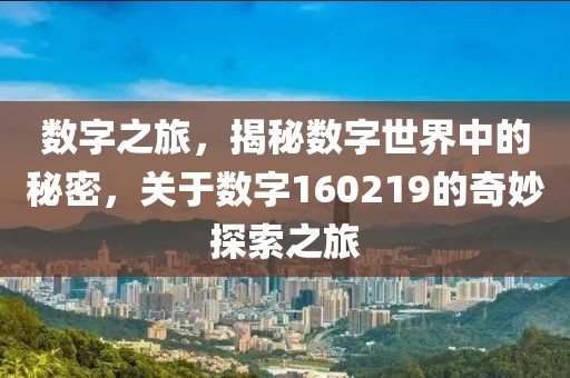 数字之旅，揭秘数字世界中的秘密，关于数字160219的奇妙探索之旅