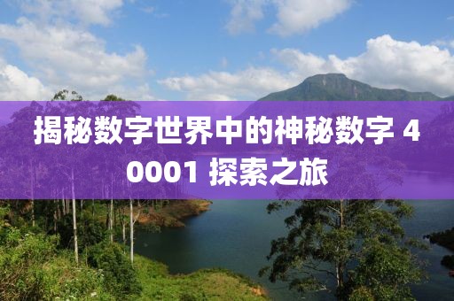 揭秘?cái)?shù)字世界中的神秘?cái)?shù)字 40001 探索之旅