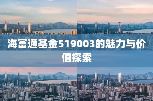 海富通基金519003的魅力與價值探索