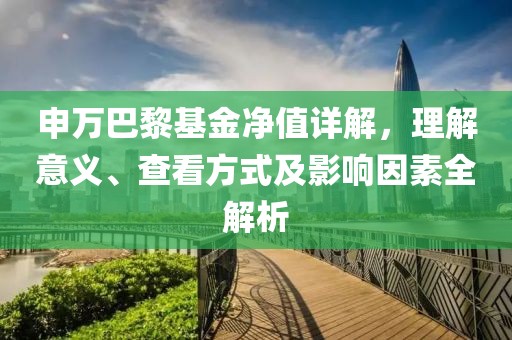 申萬巴黎基金凈值詳解，理解意義、查看方式及影響因素全解析