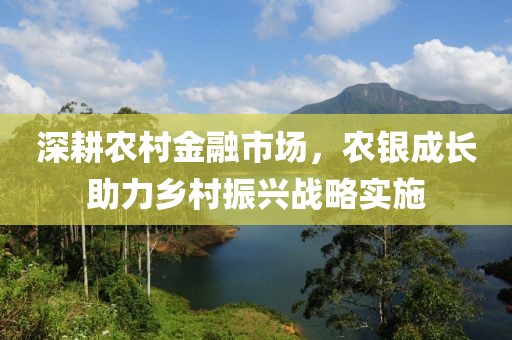 深耕農村金融市場，農銀成長助力鄉村振興戰略實施