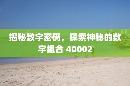 揭秘数字密码，探索神秘的数字组合 40002