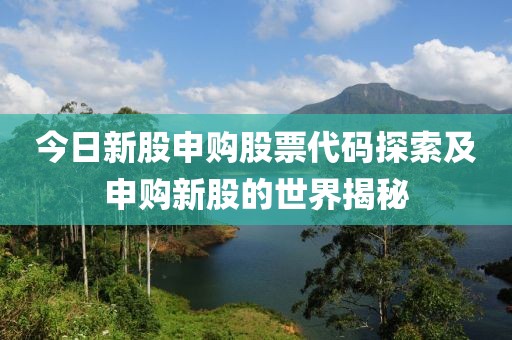 今日新股申購股票代碼探索及申購新股的世界揭秘