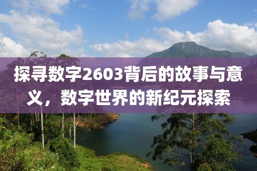 探尋數字2603背后的故事與意義，數字世界的新紀元探索