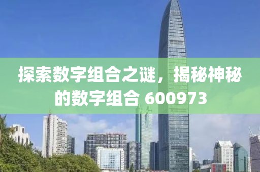 探索數(shù)字組合之謎，揭秘神秘的數(shù)字組合 600973