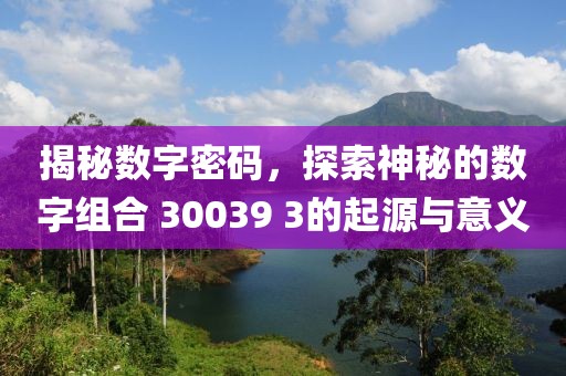 揭秘数字密码，探索神秘的数字组合 30039 3的起源与意义