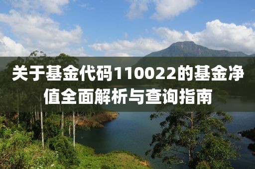 关于基金代码110022的基金净值全面解析与查询指南