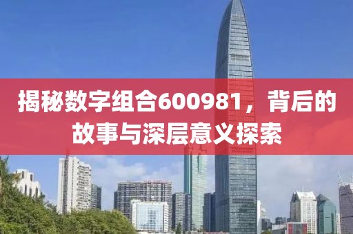 揭秘数字组合600981，背后的故事与深层意义探索