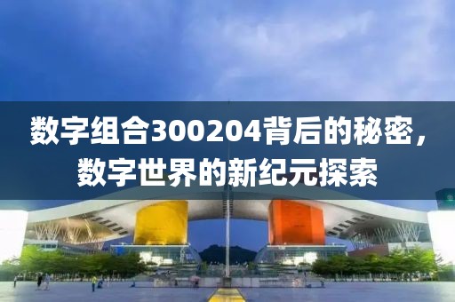 数字组合300204背后的秘密，数字世界的新纪元探索