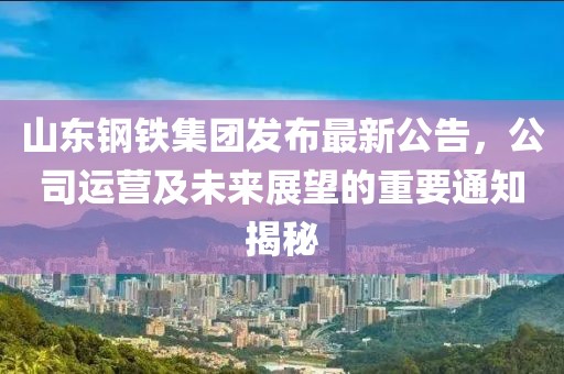 山東鋼鐵集團發布最新公告，公司運營及未來展望的重要通知揭秘