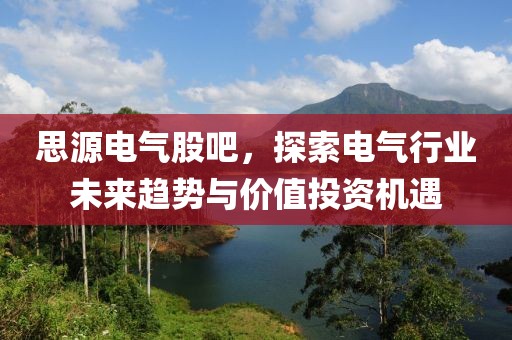 思源電氣股吧，探索電氣行業(yè)未來趨勢與價(jià)值投資機(jī)遇